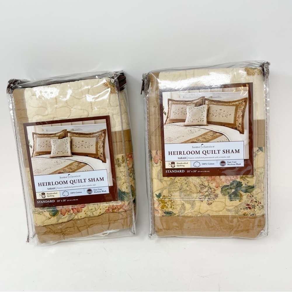 HOME CLASSICS Set Of 2 Heirloom Quilt Pillow Sham Standard SARAH 20” X 26”